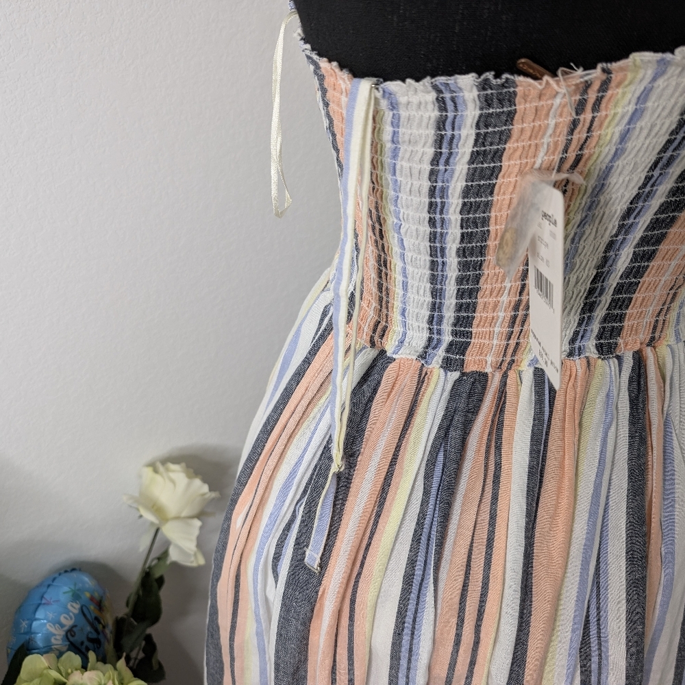 💘 Free People Lilah Striped Pleated Midi Tube Dress - Picture 4 of 6